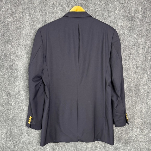 Jos A Bank Mens 41L Navy Blue Blazer Gold Two Button Sport Coat Jacket Business - Picture 2 of 12